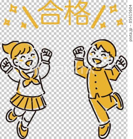 考試學生 合格者 男女制服 線描 簡單觸摸 插圖素材 考試學生 合格者 男女制服 線描 簡單觸摸 插圖素材 85615604