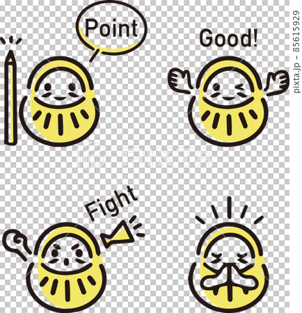 Daruma Examination Pass Support Character Facial Expression Pose Variation Illustration Set 85615929