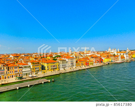 Beautiful view from Grand Canal on colorful facades of old medieval houses in Venice 85617380
