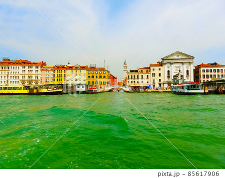 Beautiful view from Grand Canal on colorful facades of Venice 85617906