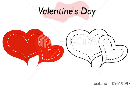 A symbol of love for Valentine Day. The heart is red and the heart is in lines. Vector illustration. A symbol of love for Valentine Day. The heart is red and the heart is in lines. Vector illustration. 85619093