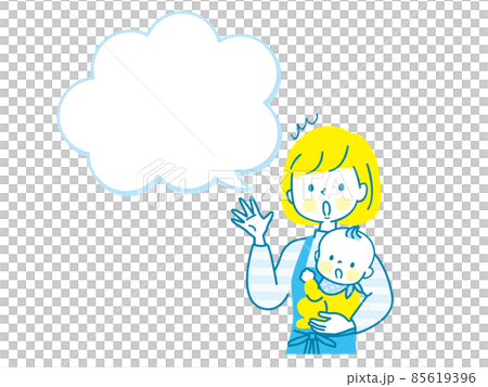 Surprised baby and mom and speech bubble 85619396