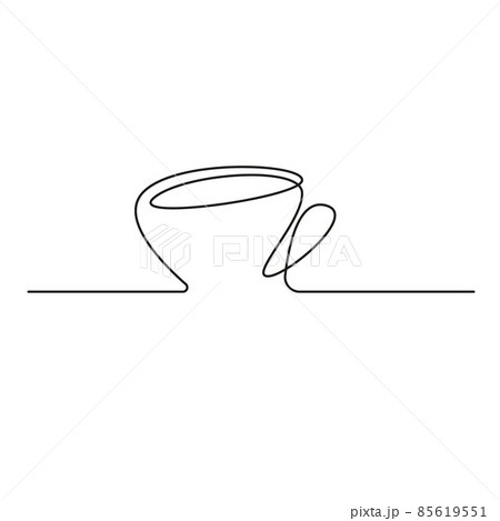 A cup of coffee or cup of tea on white background. One continuous line drawing Vector illustration minimalist design. Doodle A cup of coffee or cup of tea on white background. One continuous line drawing Vector illustration minimalist design. Doodle 85619551