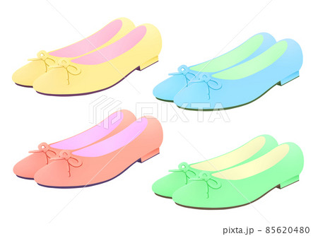 パンプス 4色セット バレエシューズのイラスト素材