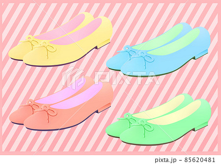有料イラスト素材 バレエシューズ パンプス 4色 セット イラスト素材を作ってるブログ