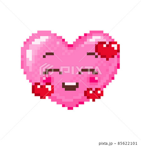 Pixel art fall in love heart emoji. Vintage 8... - Stock ...