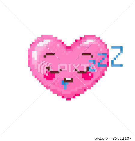 Pixel Art Closed Eye Sleep Heart Emoji Vintage のイラスト素材