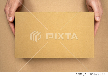 Hands with brown cardboard box for packaging and delivery 85622637