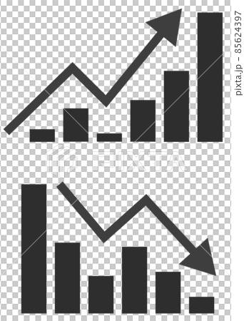 増加グラフと減少する棒グラフのイラスト 85624397