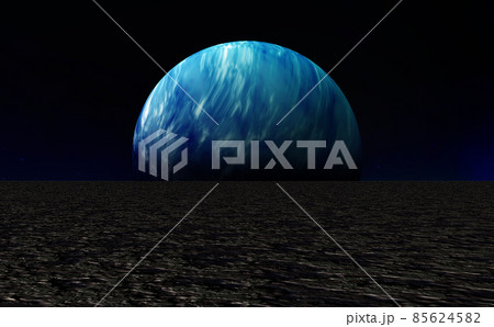 衛星地表から見た大気のある惑星 85624582