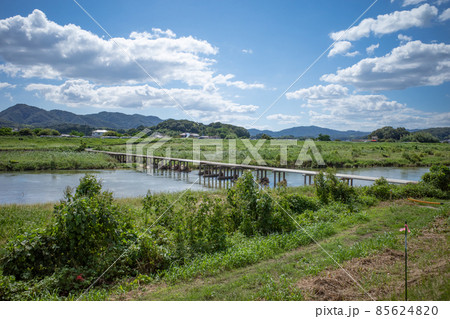 コンクリート製の沈下橋　広島県福山市　芦田川中流域 85624820