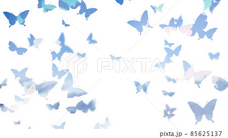 美しい蝶の群れ シルエット 装飾背景のイラスト素材