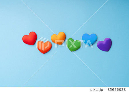 LGBTQ flag and symbol on table top view 85626028