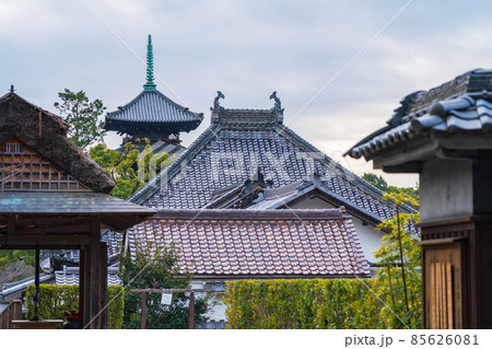 八事山興正寺、瓦屋根が続く風景〈愛知県名古屋市〉 85626081