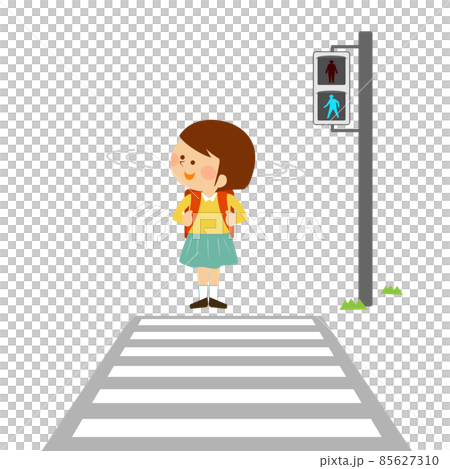 交通安全　安全確認する子供 85627310