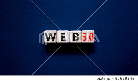 WEB 3.0 symbol. Wooden cubes with concept words WEB 3.0. Beautiful grey table, grey background, copy space. Business, technology web3 and WEB 3.0 concept. 85629348
