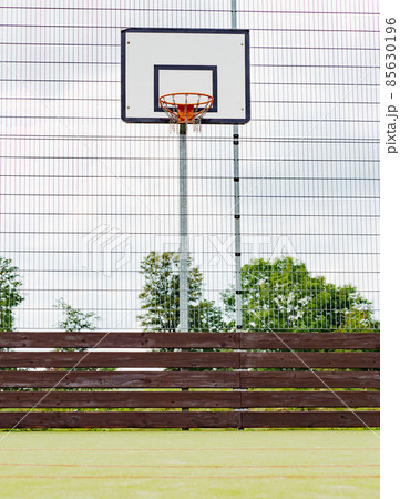 Basketball Hoop outside on the Playground. Basketball playfield Basketball Hoop outside on the Playground. Basketball playfield 85630196