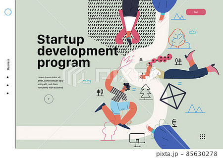 Startup illustration, website landing template. Concept of building new business 85630278