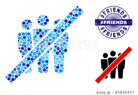 Grunge #FRIENDS Round Guilloche Stamp and Stop People Composition Icon of Round Dots Grunge #FRIENDS Round Guilloche Stamp and Stop People Composition Icon of Round Dots 85630457