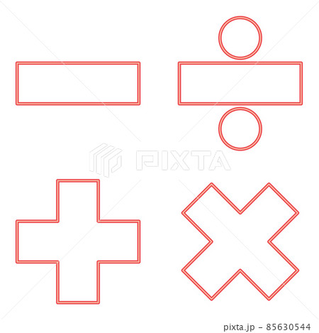 Neon math signs red color vector illustration image flat style 85630544
