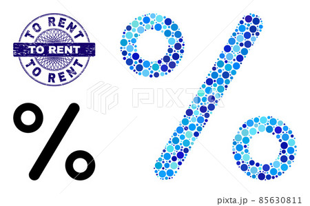 Distress TO RENT Round Guilloche Seal and Percent Composition Icon of Round Dots 85630811