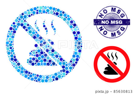 Distress NO MSG Round Guilloche Seal Stamp and Stop Shit Smell Collage Icon of Round Dots Distress NO MSG Round Guilloche Seal Stamp and Stop Shit Smell Collage Icon of Round Dots 85630813