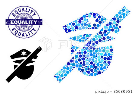 Textured EQUALITY Round Guilloche Seal Stamp and Restricted Police Composition Icon of Round Dots Textured EQUALITY Round Guilloche Seal Stamp and Restricted Police Composition Icon of Round Dots 85630951