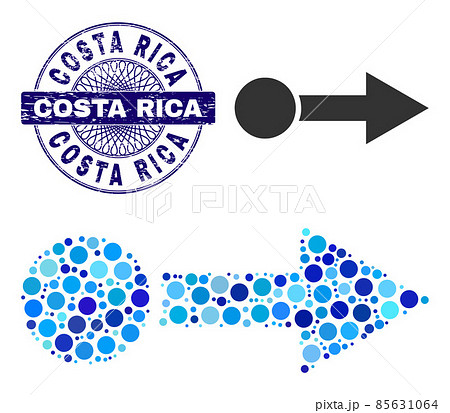 Distress COSTA RICA Round Guilloche Stamp and Pull Right Mosaic Icon of Round Dots 85631064