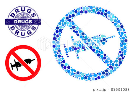 Scratched DRUGS Round Guilloche Seal and No Syringe Drugs Composition Icon of Round Dots Scratched DRUGS Round Guilloche Seal and No Syringe Drugs Composition Icon of Round Dots 85631083