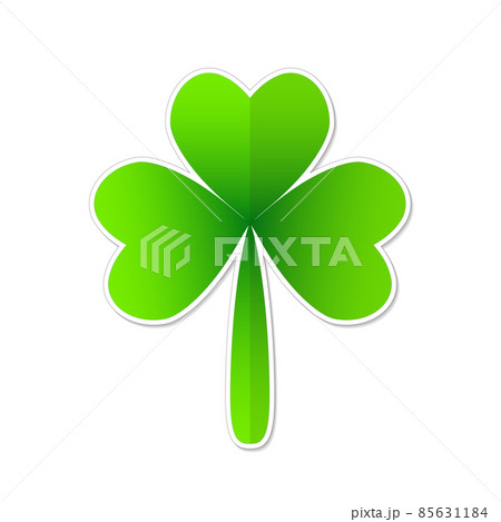 Three leaf green clover in cartoon style. Lucky quatrefoil. Good luck symbol Three leaf green clover in cartoon style. Lucky quatrefoil. Good luck symbol 85631184