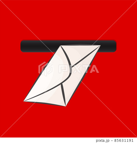 White Envelope in Red Mailbox extreme closeup, stock vector illustration 85631191