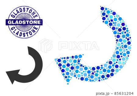 Grunge GLADSTONE Round Guilloche Stamp and Rotate Composition Icon of Round Dots 85631204