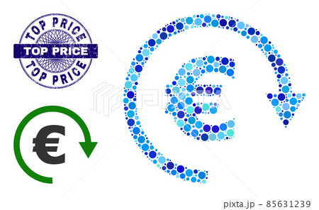 Textured TOP PRICE Round Guilloche Seal Stamp and Euro Repay Composition Icon of Round Dots 85631239
