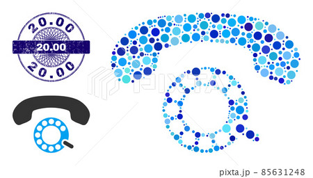 Distress 20.00 Round Guilloche Seal and Pulse Dialing Collage Icon of Round Dots 85631248