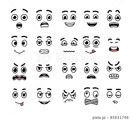 Cartoon face expression. Mouth and eyes... - Stock Illustration [85631746]  - PIXTA