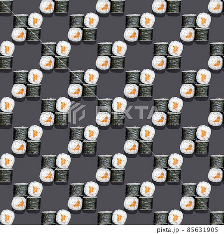 seamless sushi pattern with a hard shadow on a gray background seamless sushi pattern with a hard shadow on a gray background 85631905