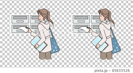 ポスティングをする若い女性　冬 85633526