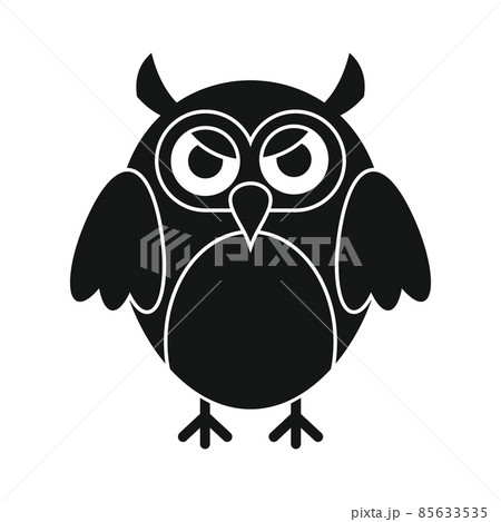 Wise sad owl black simple silhouette vector icon 85633535