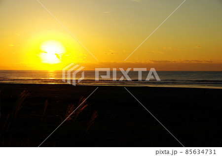 黒潮町の白砂青松の海から日の出の風景 黒潮町の白砂青松の海から日の出の風景 85634731