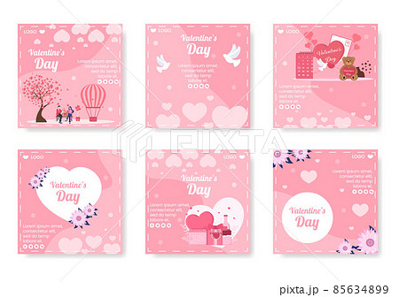 Happy Valentine's Day Post Template Flat Design Illustration Editable of Square Background for Social media, Love Greeting Card or Banner Happy Valentine's Day Post Template Flat Design Illustration Editable of Square Background for Social media, Love Greeting Card or Banner 85634899