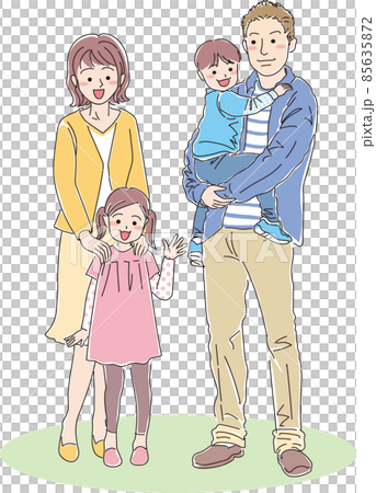 4人家族 スッキリ線のイラスト素材