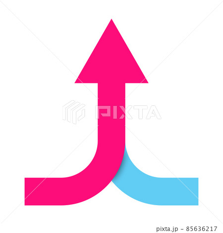 two arrows merging icon vector collaboration, partnership, alliance, joining and growth concept for graphic design, logo, website, social media, mobile app, UI illustration 85636217