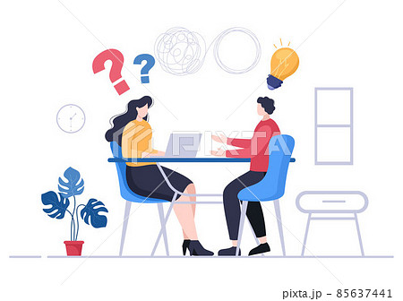 Problem and Solution in Business Solving to Look Ideas with the Concept of Teamwork Can use for Web Banner or Background Flat Illustration 85637441