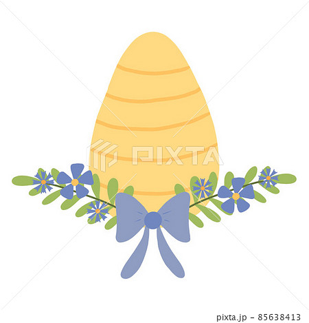 Vector illustration of an Easter egg. Yellow Easter egg with flowers. Easter concept. Postcard for Easter. Vector illustration of an Easter egg. Yellow Easter egg with flowers. Easter concept. Postcard for Easter. 85638413