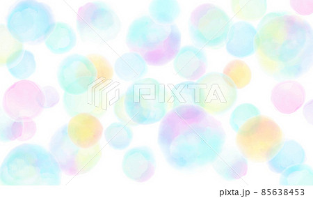 水彩で描いた水玉模様(虹色） 85638453