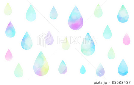 水彩で描いた雫模様(虹色のしずく)水玉 水彩で描いた雫模様(虹色のしずく)水玉 85638457
