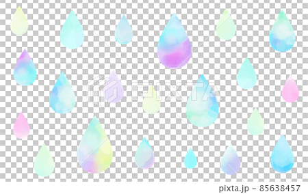 水彩で描いた雫模様(虹色のしずく)水玉 水彩で描いた雫模様(虹色のしずく)水玉 85638457