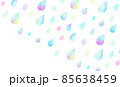 水彩で描いた雫模様(虹色のしずく）水玉 85638459