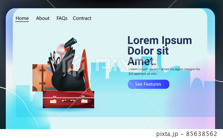 ostrich looking trough binoculars bird sitting on suitcases traveling vacation concept horizontal 85638562