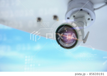 Close up of CCTV camera over defocused background. 85639191